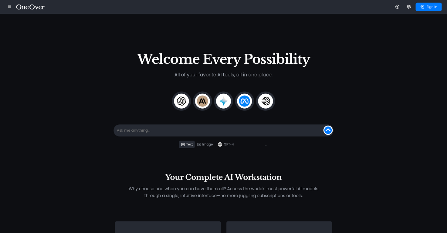 OneOver.com screenshot