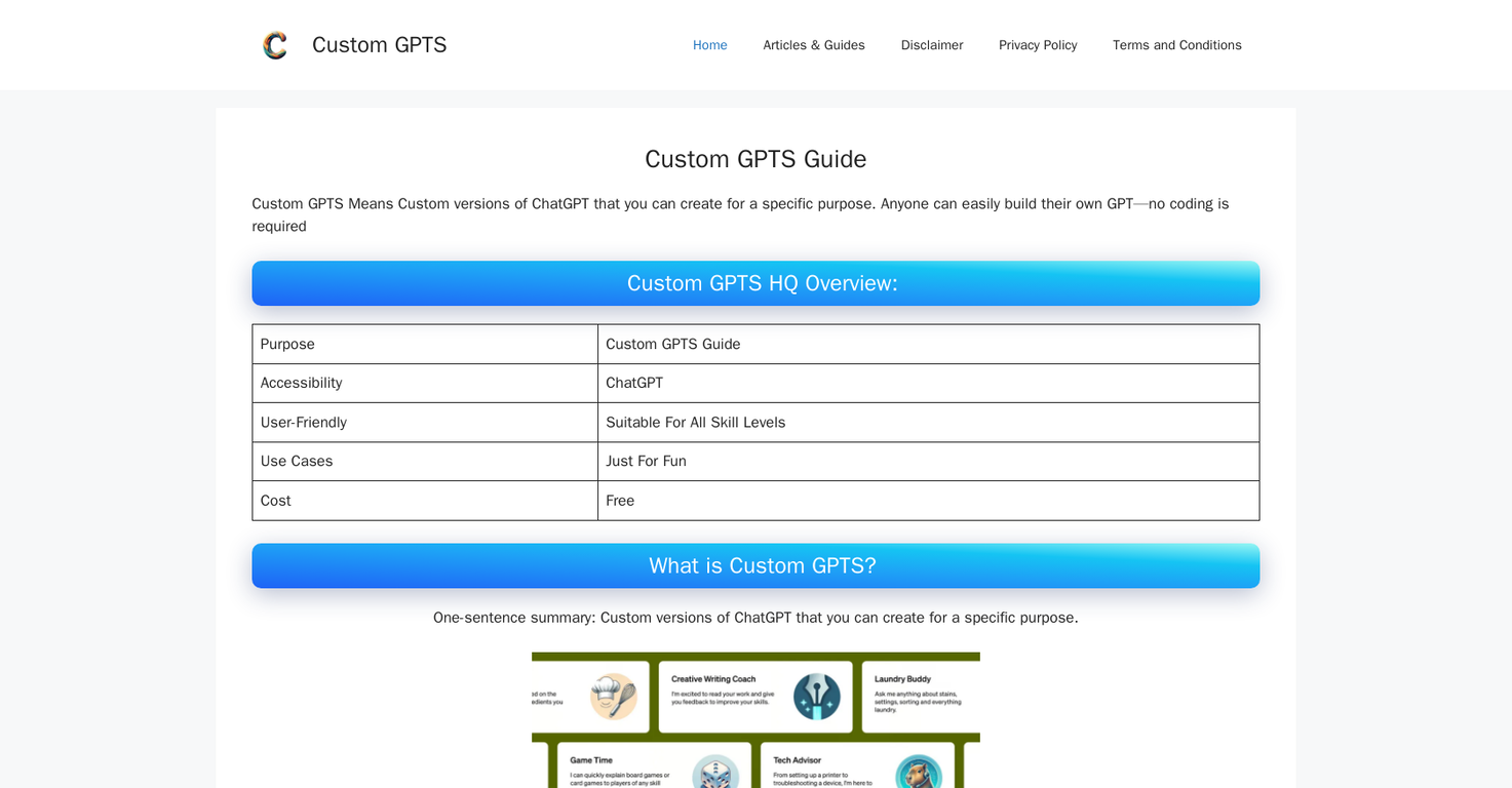 CustomGPTS screenshot