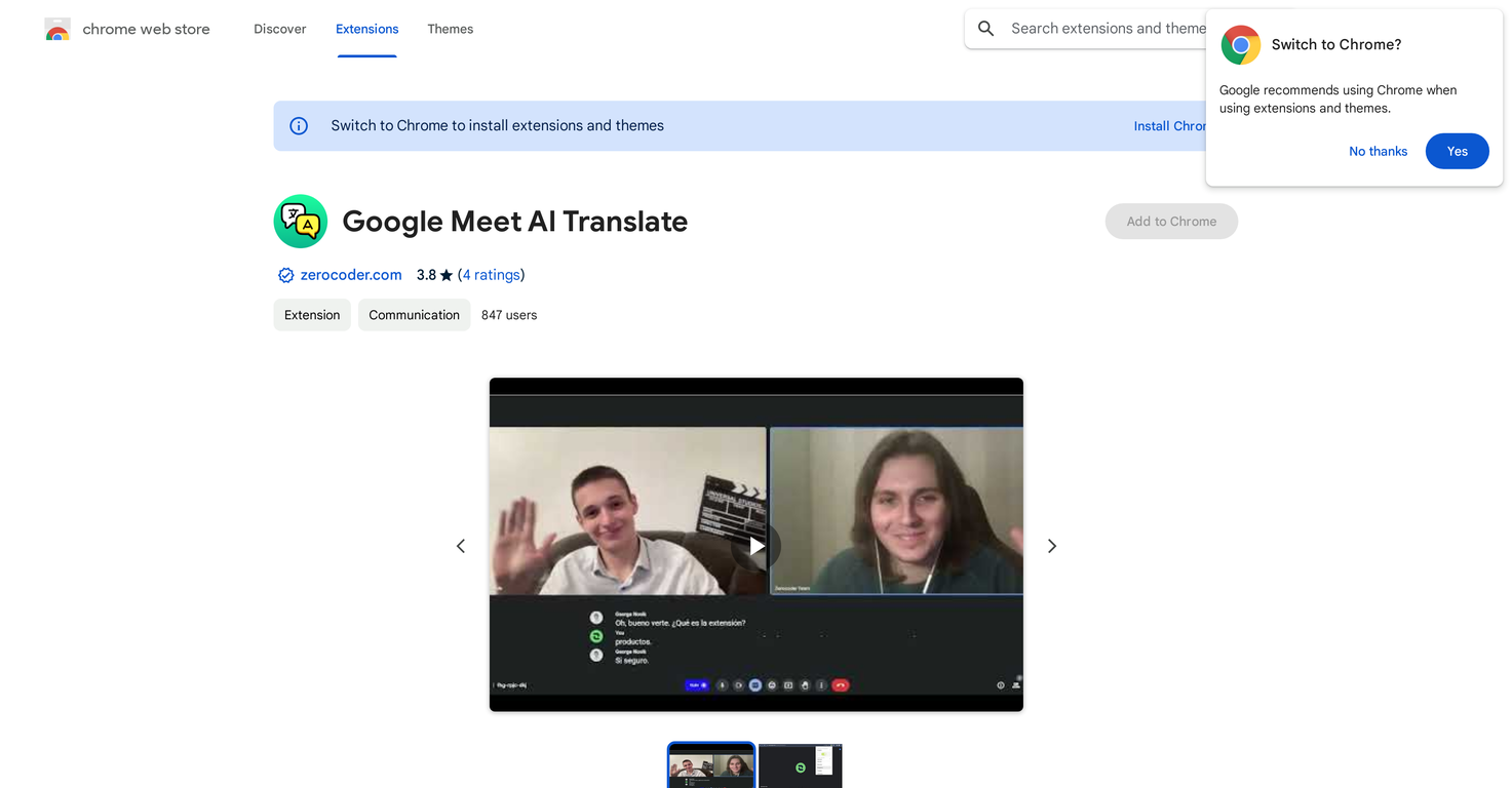 Google Meet AI Translate screenshot
