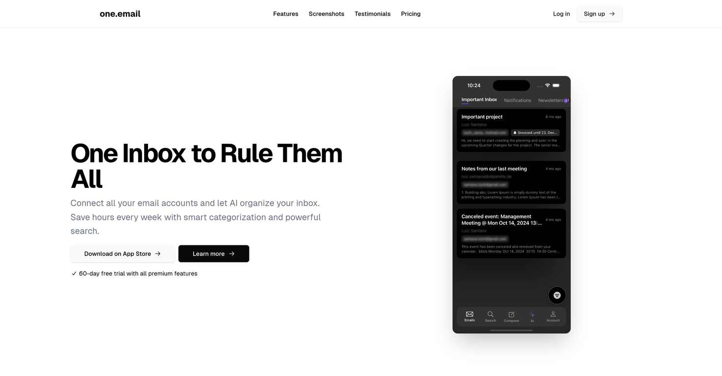 one.email screenshot