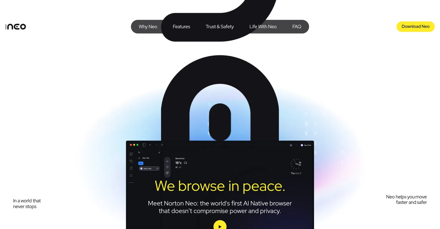 Norton Neo Browser screenshot