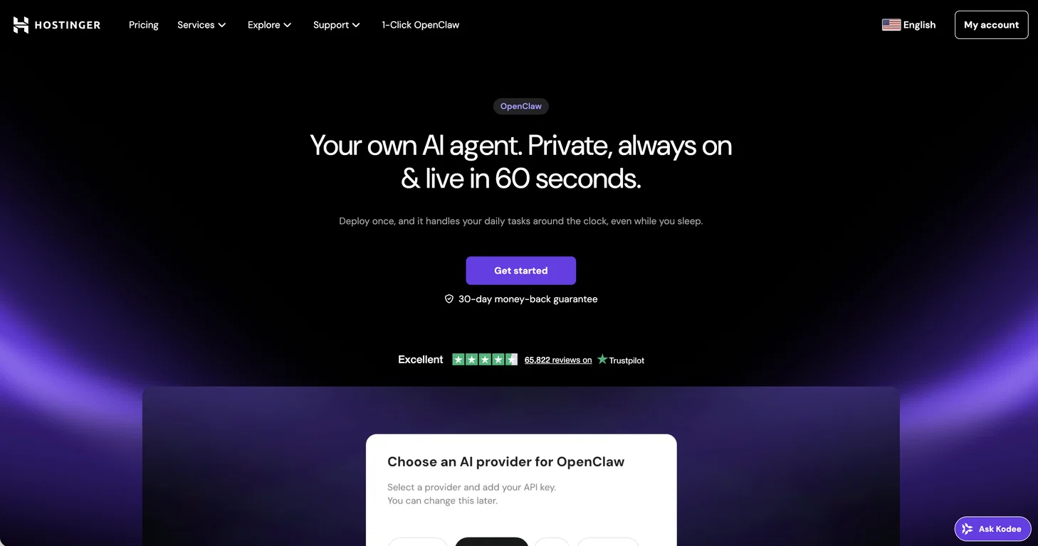 Hostinger | 1-Click OpenClaw screenshot