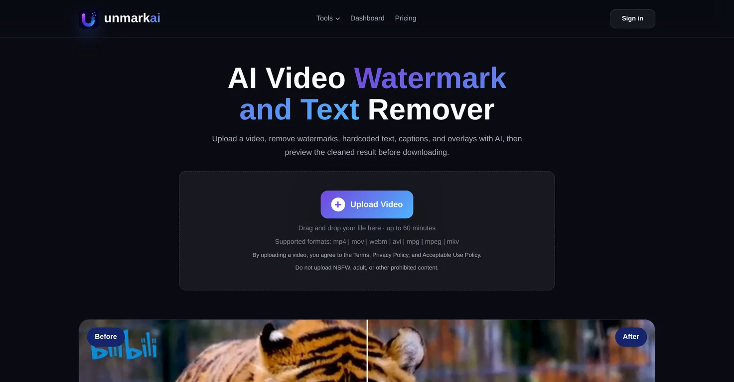 UnMarkAI - Video Text & Watermark Remover screenshot