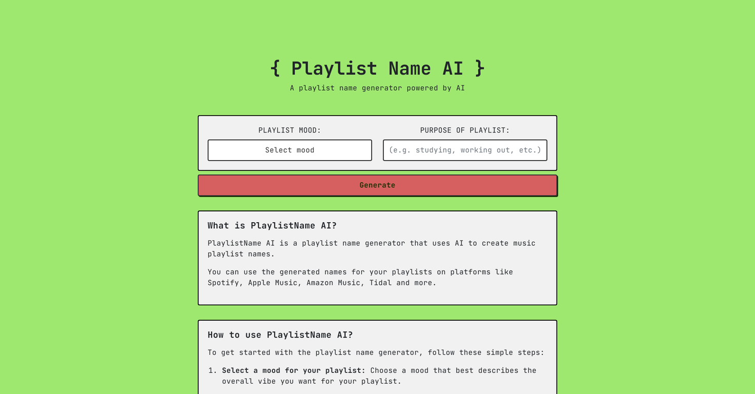 Playlistnameai screenshot