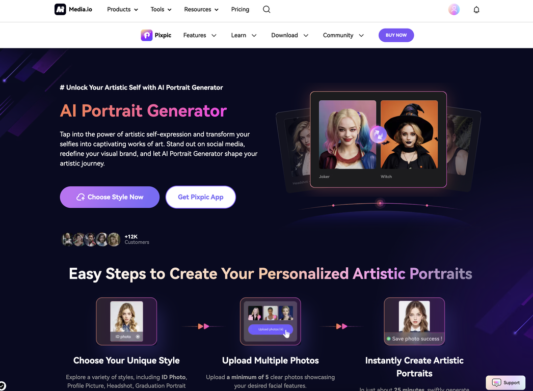 Pixpic AI Portrait Generator screenshot
