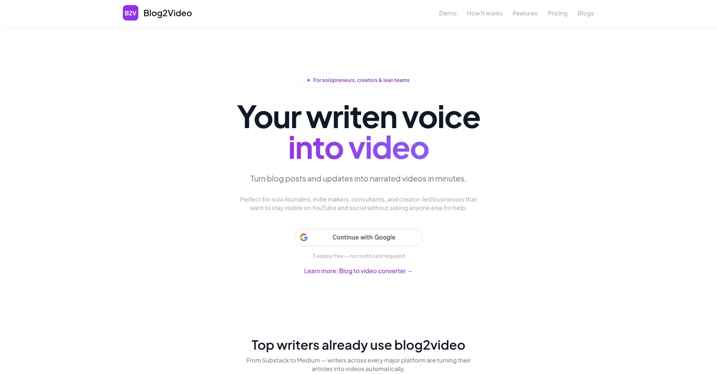 Blog2Video screenshot