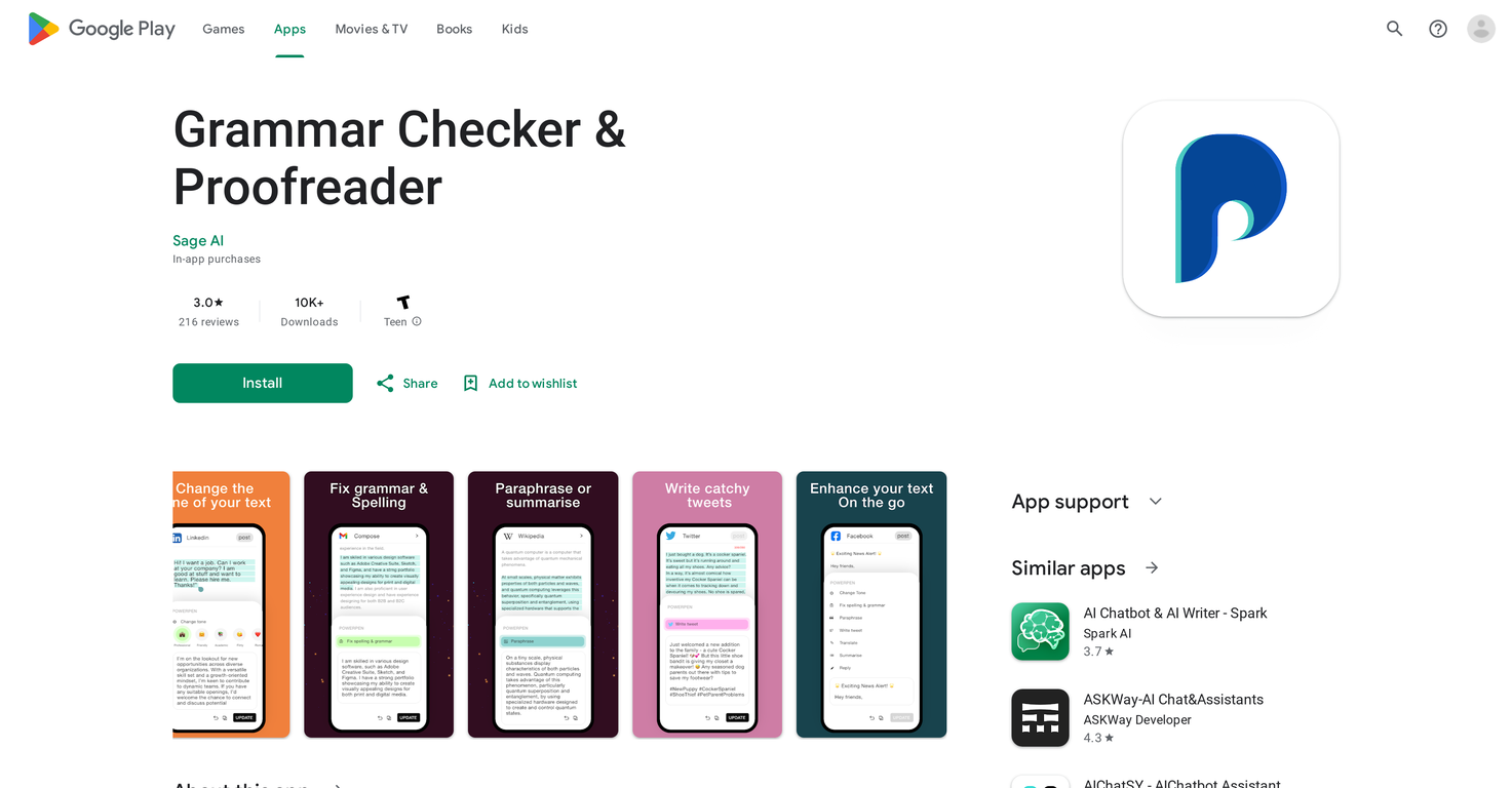 Grammar Checker & Proofreader - PowerPen screenshot