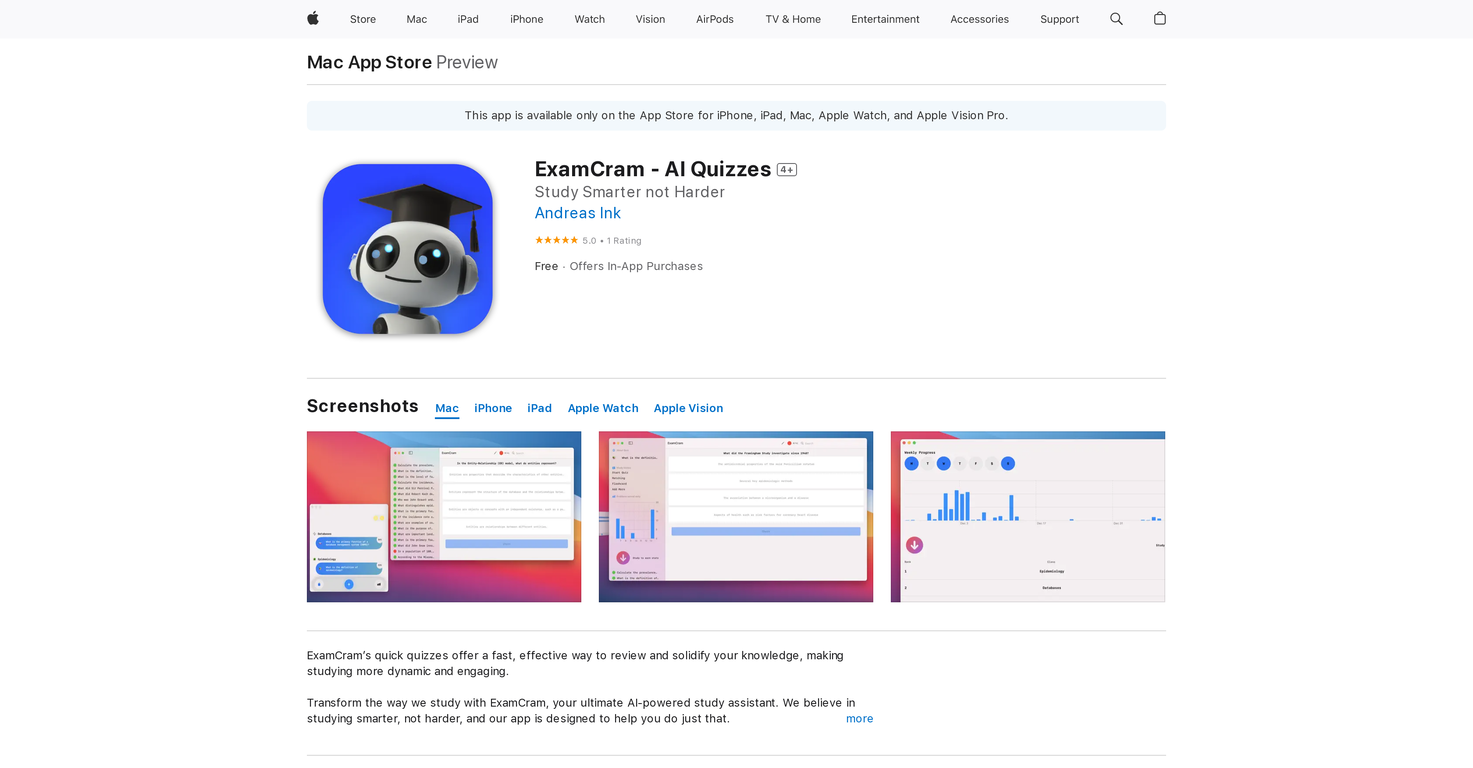 ExamCram - AI Quizzes screenshot