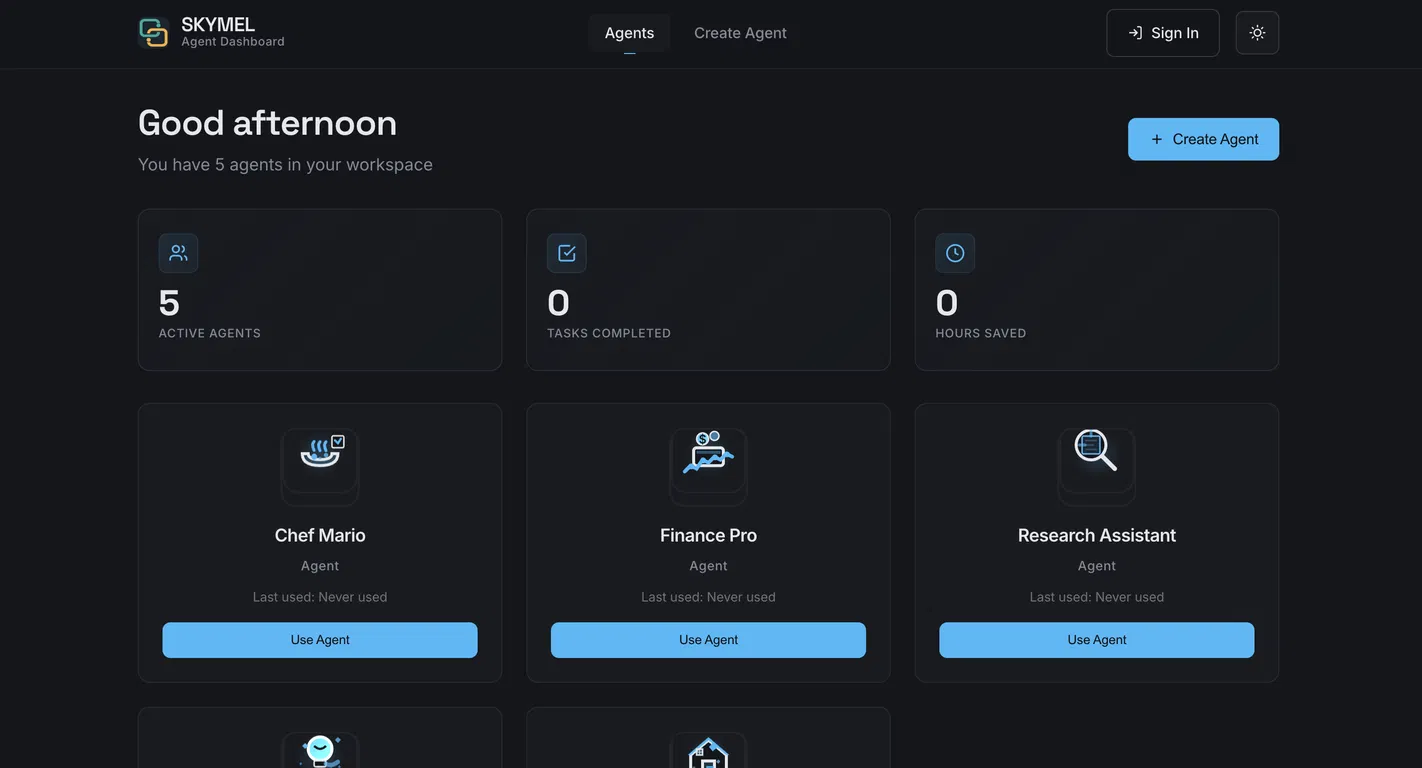 Skymel: Create Your Own Personal Agents screenshot
