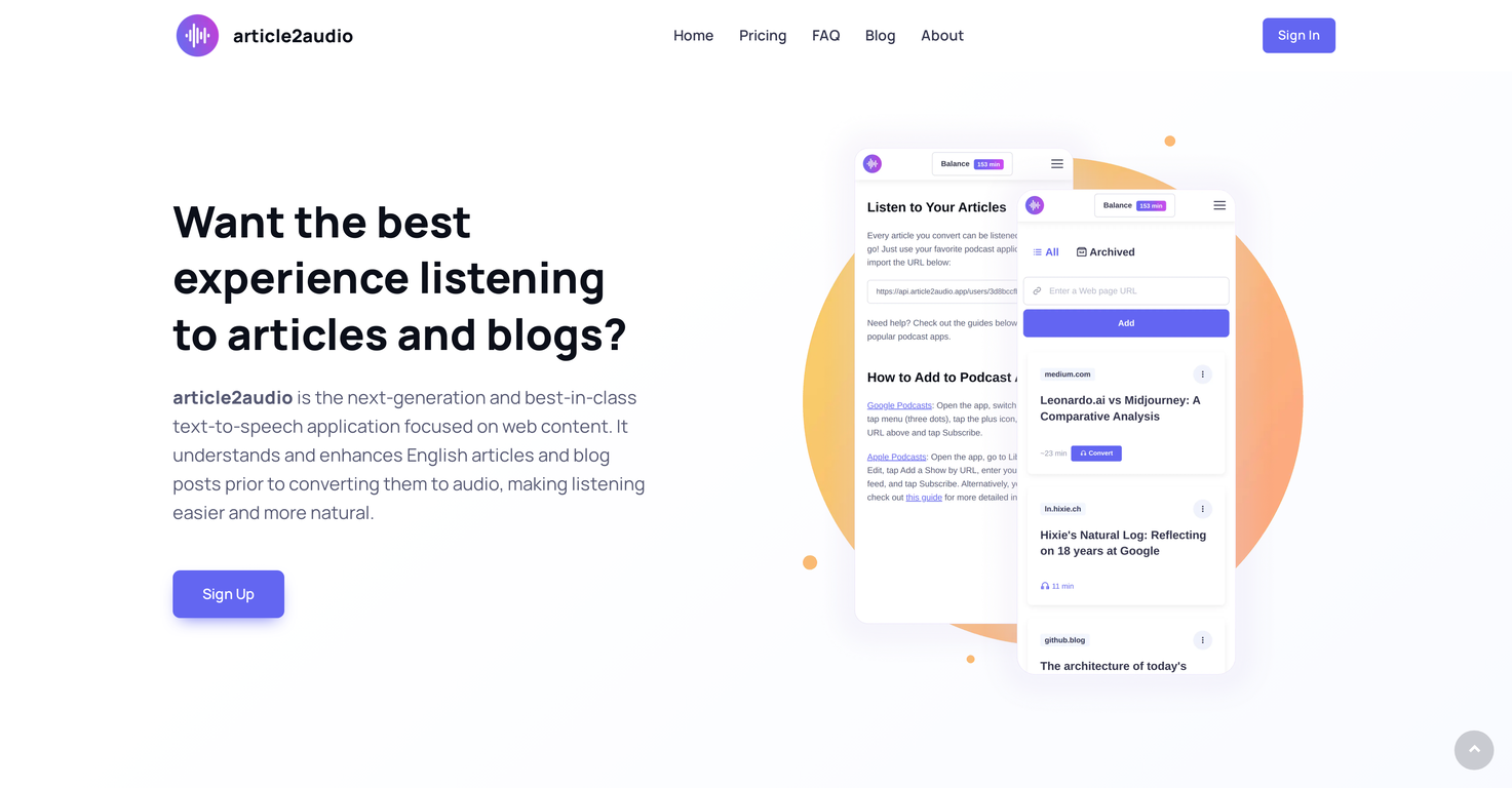 Article2audio screenshot