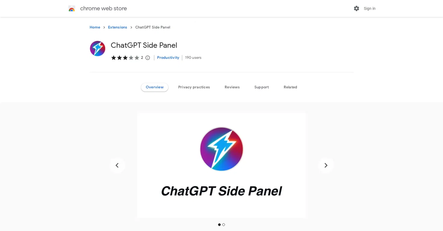 ChatGPT Side Panel screenshot