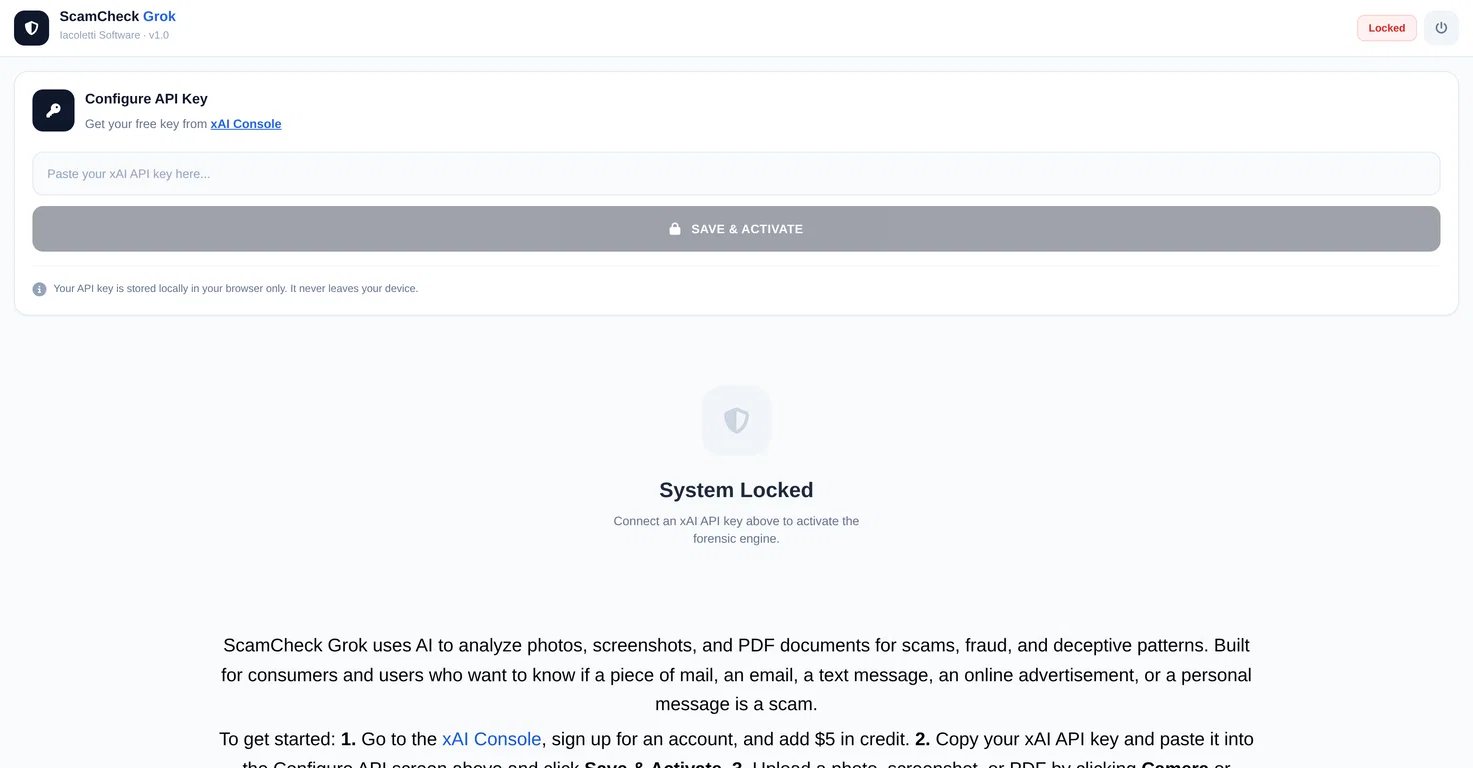ScamCheck Grok screenshot