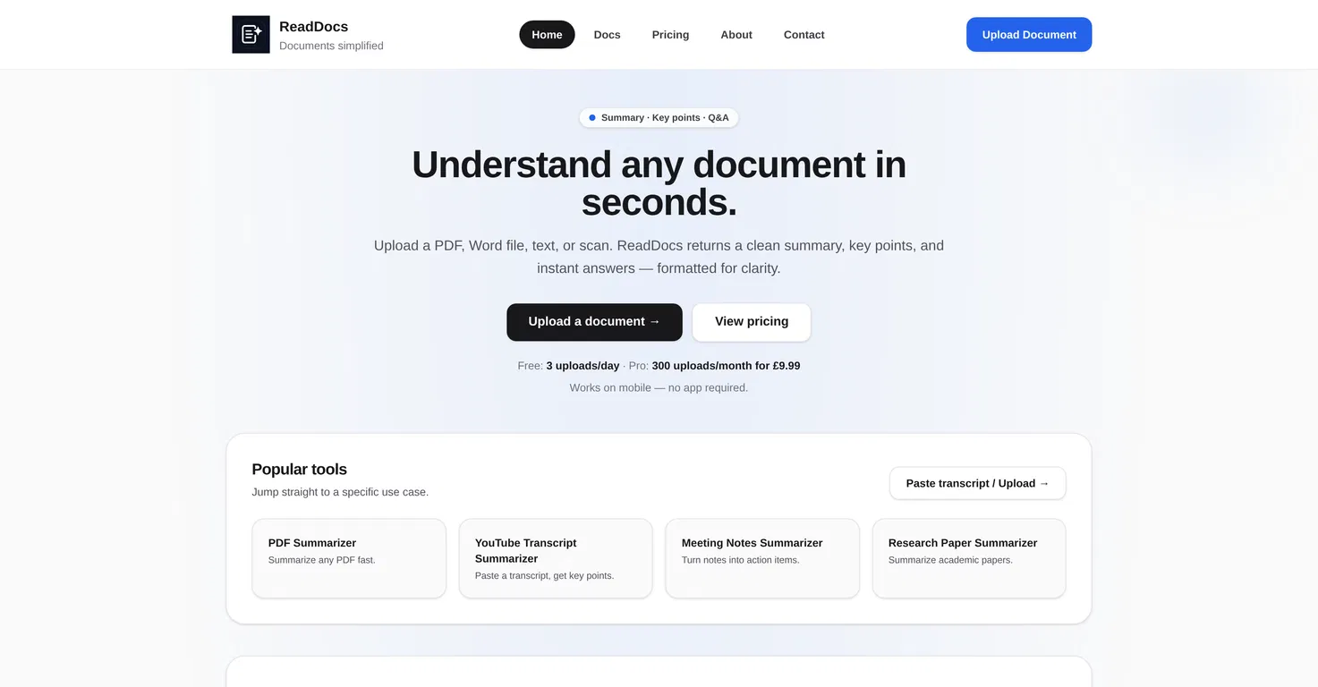 ReadDocs screenshot