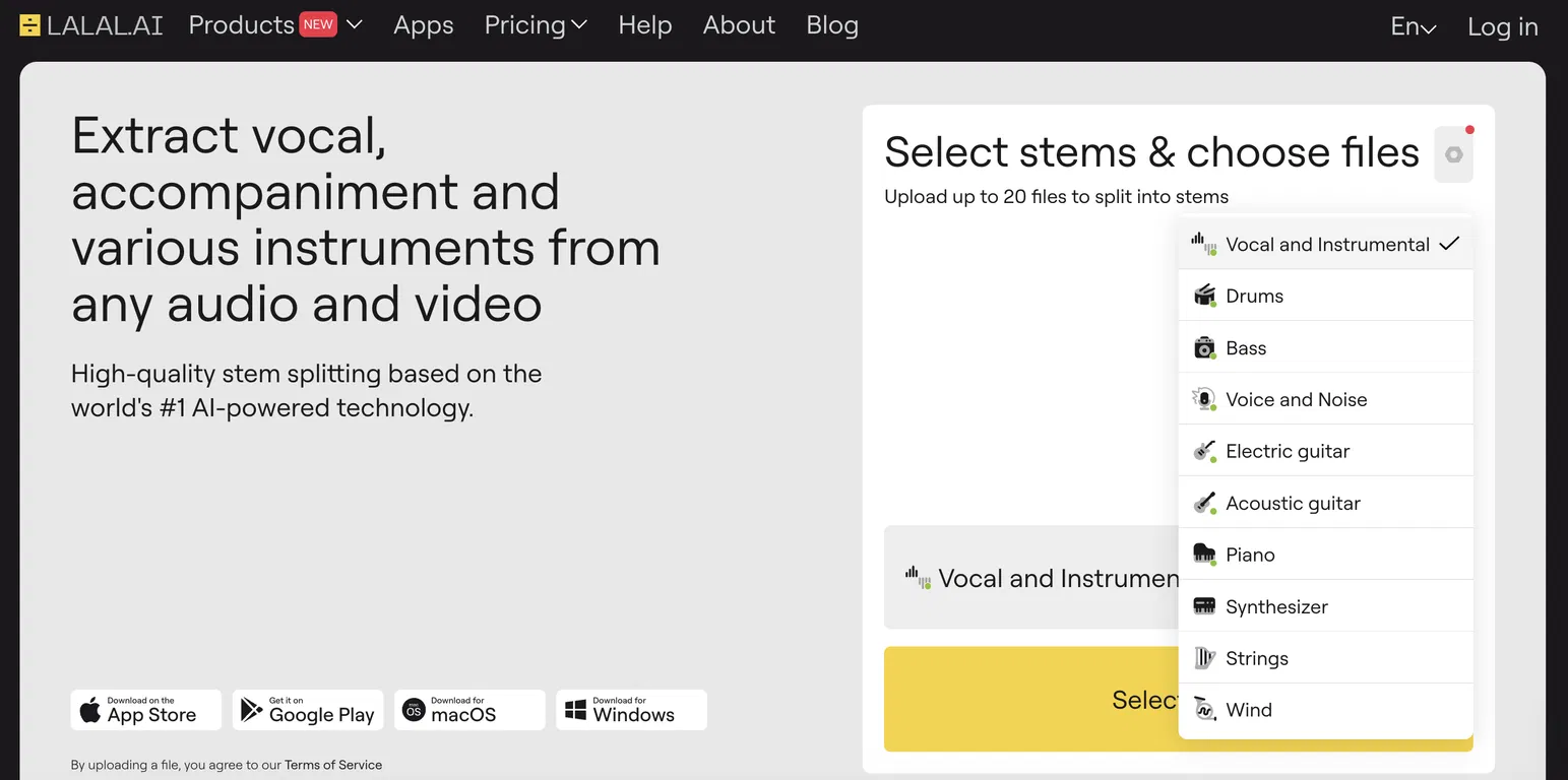 LALAL.AI screenshot