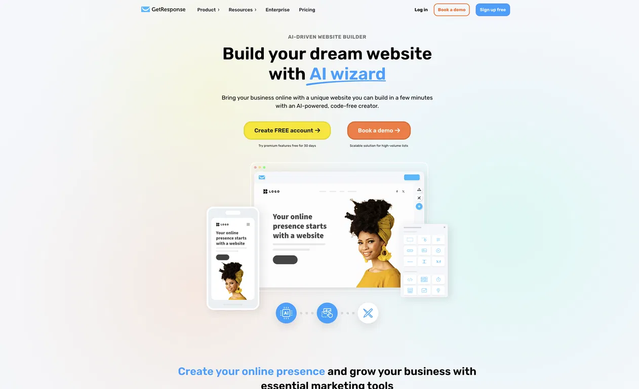 GetResponse AI Website Builder screenshot
