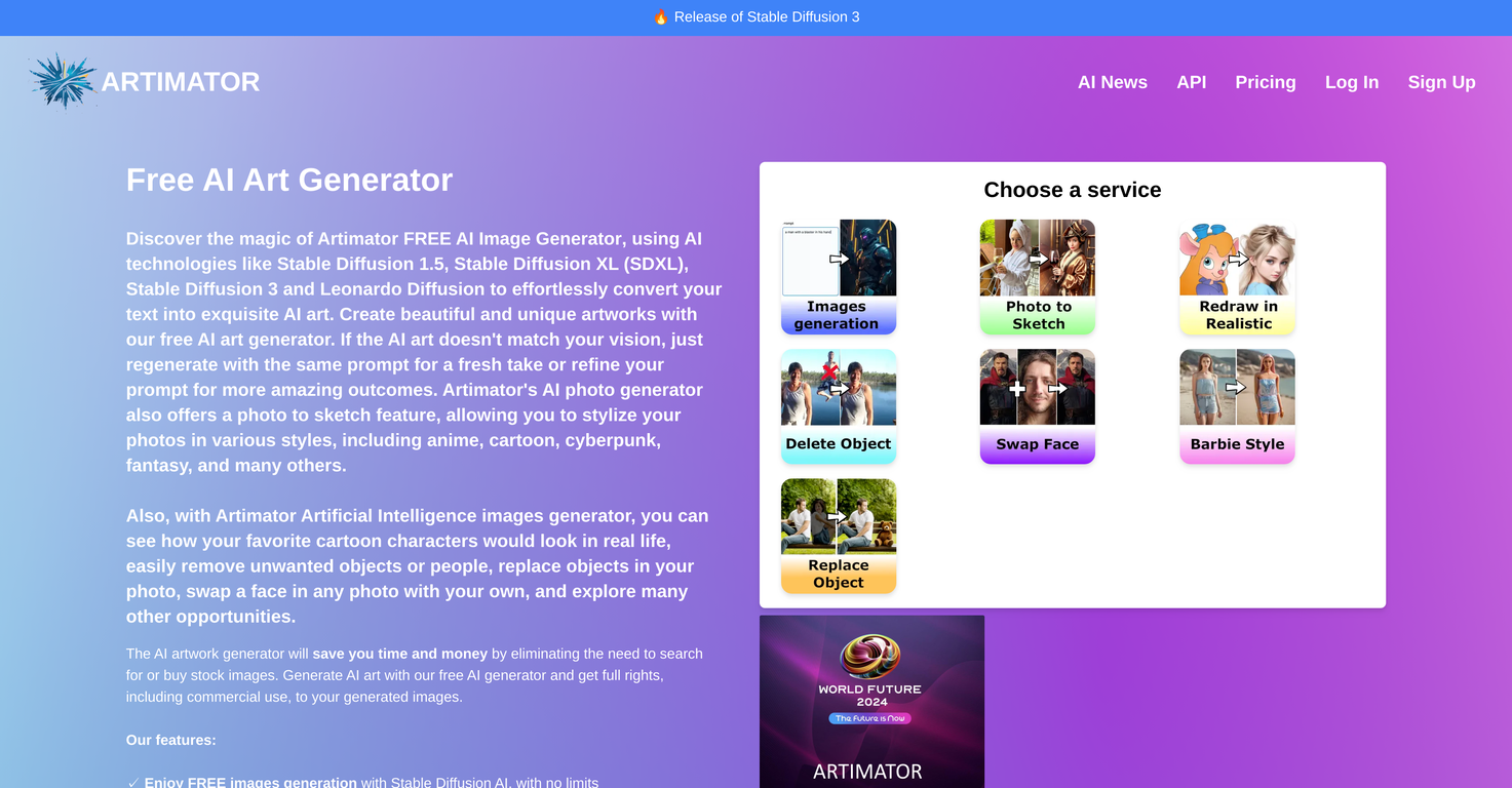 Artimator screenshot