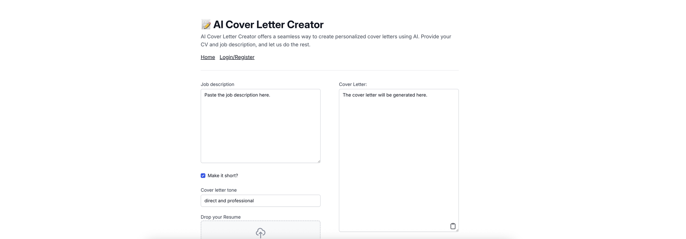 AICoverLetterCreator screenshot