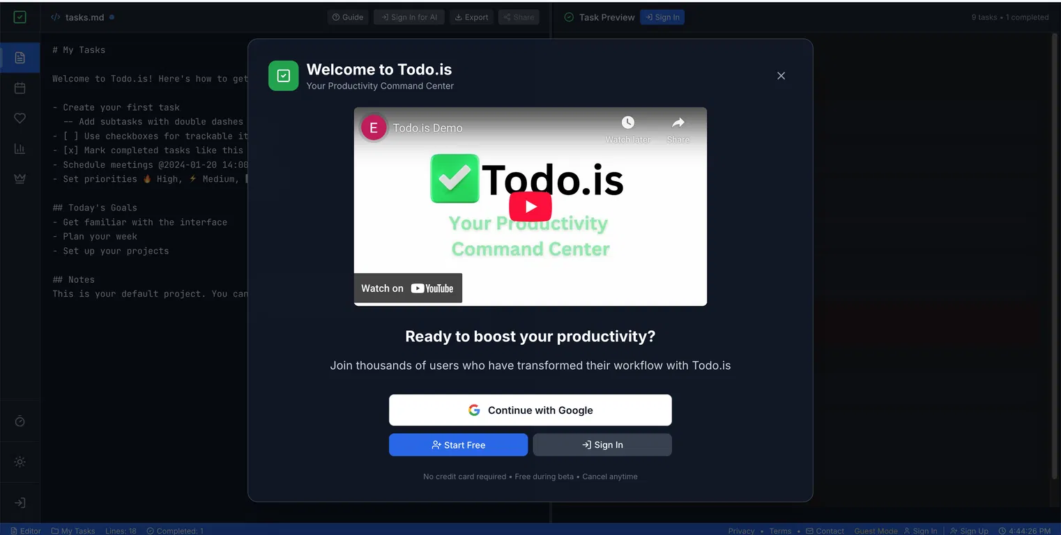 ToDo.is screenshot