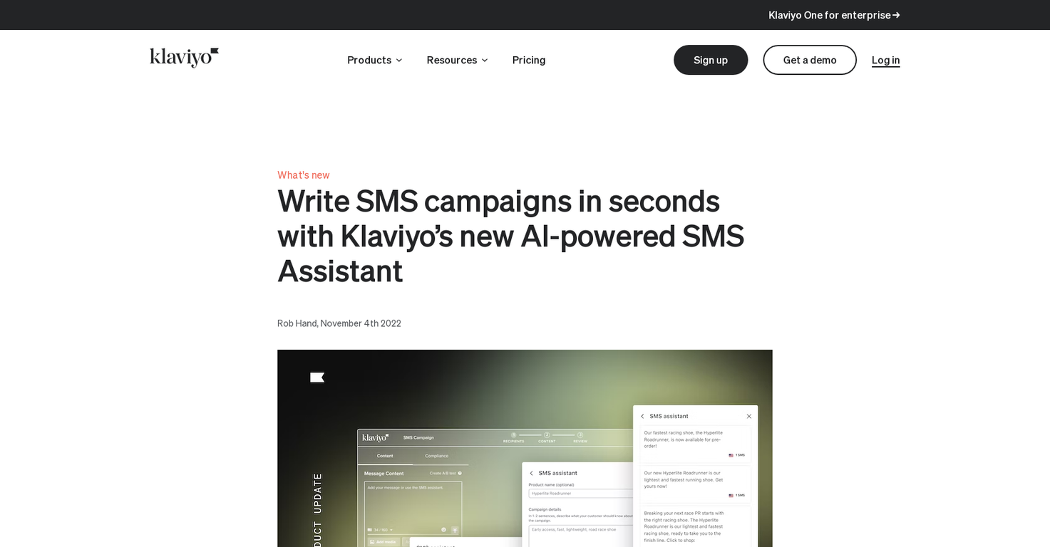 Klaviyo SMS Assistant screenshot