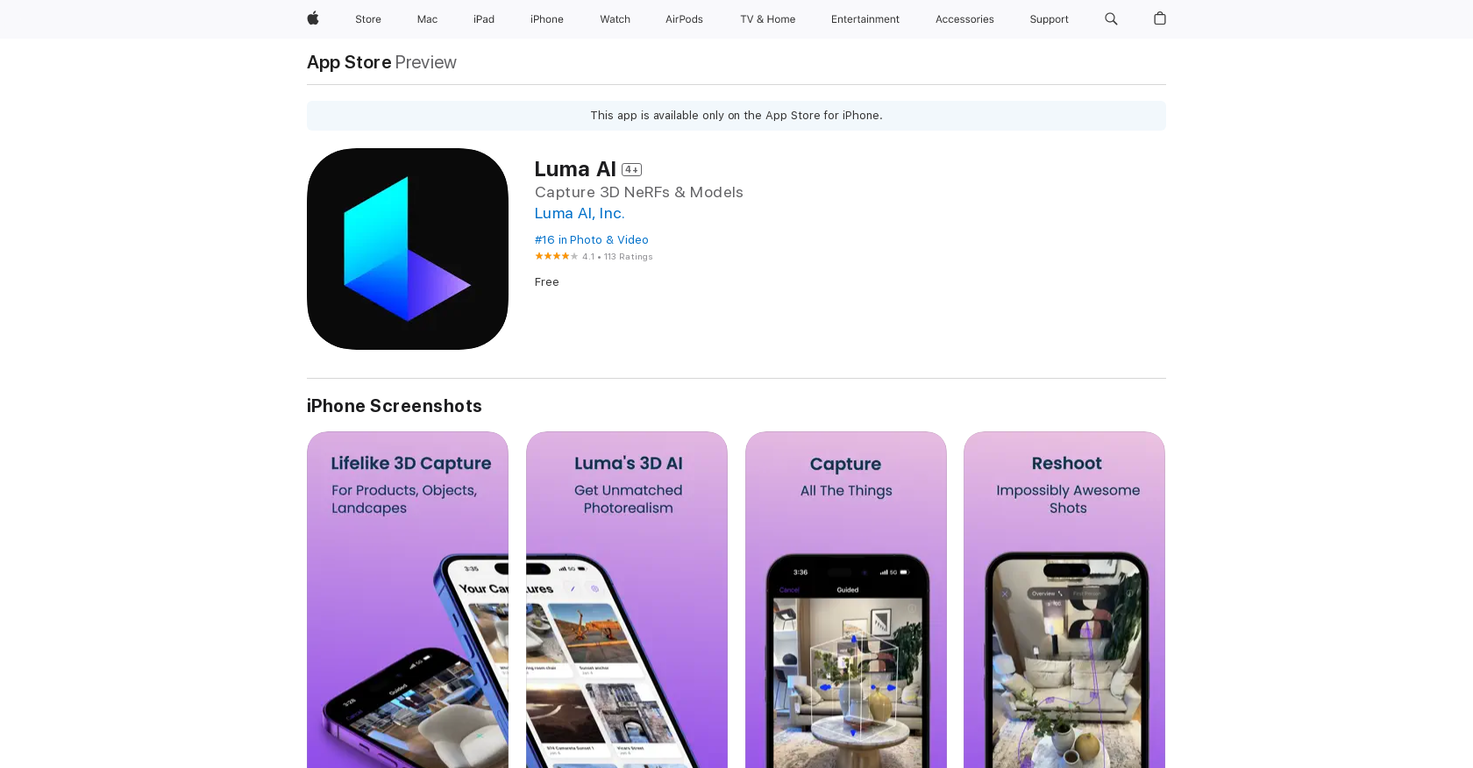 Luma AI screenshot
