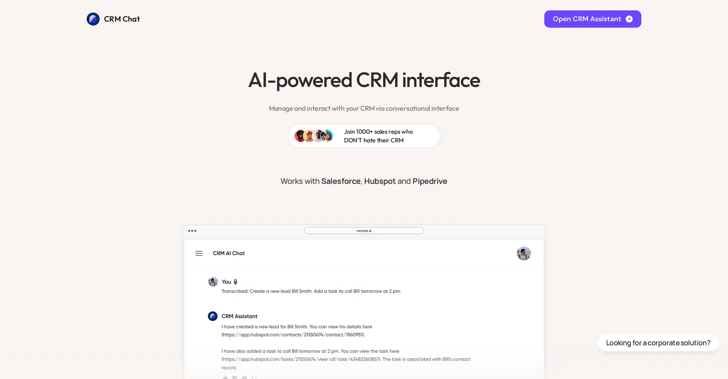 CRM Chat screenshot