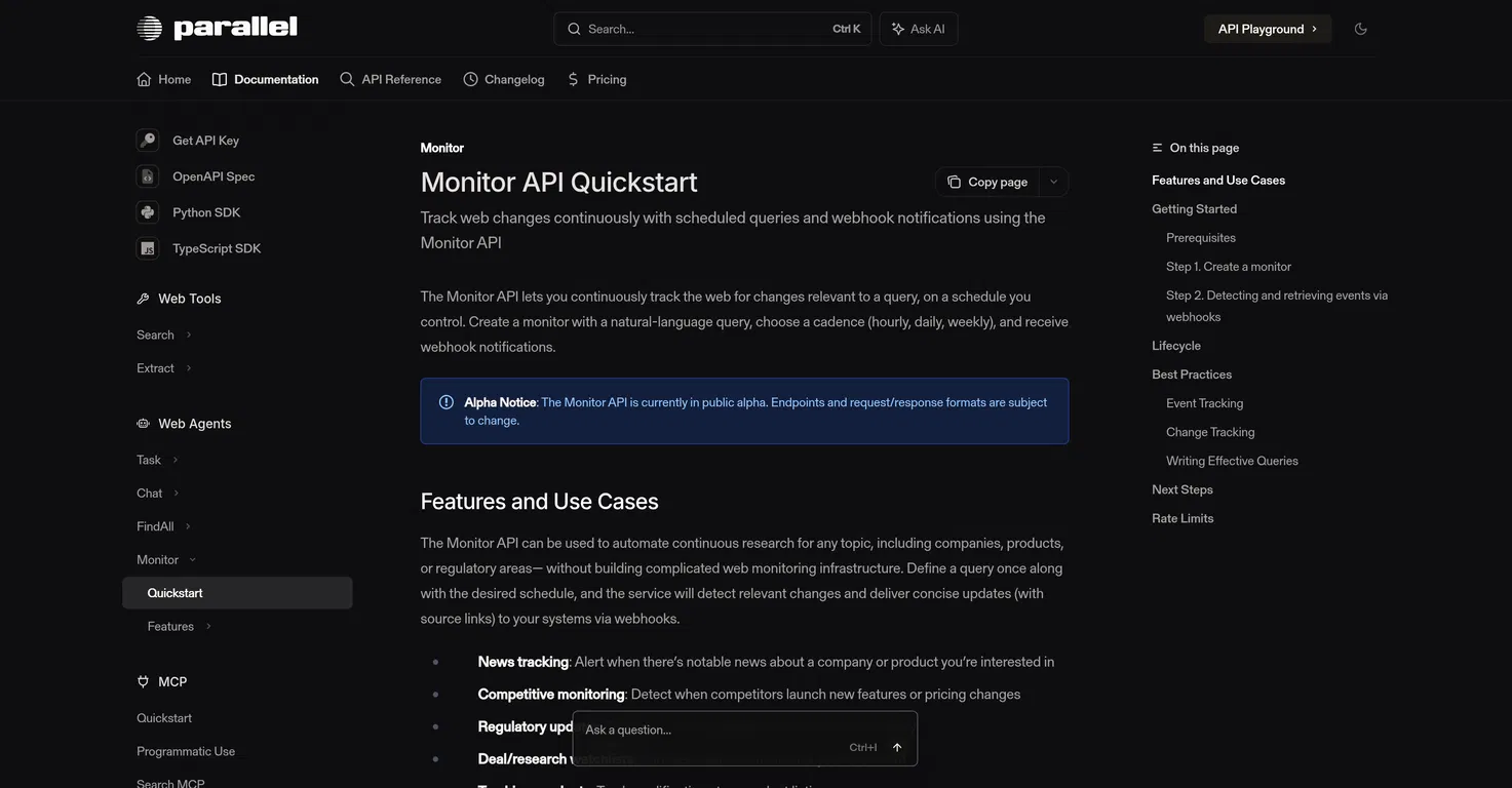 Parallel Monitor API screenshot