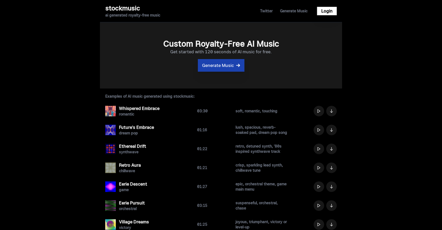 Stockmusic screenshot