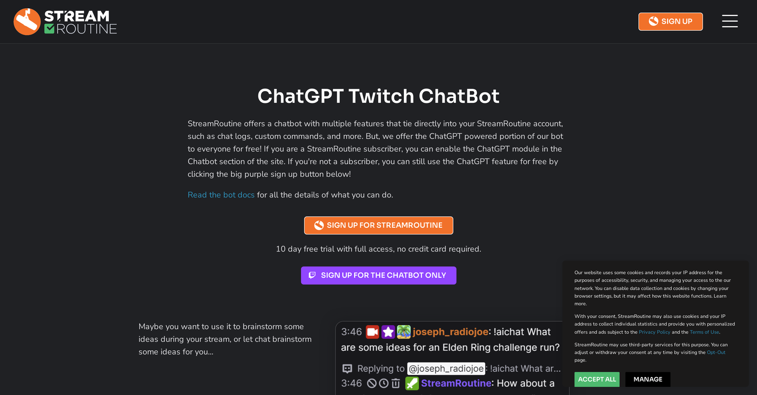 Streamroutine screenshot