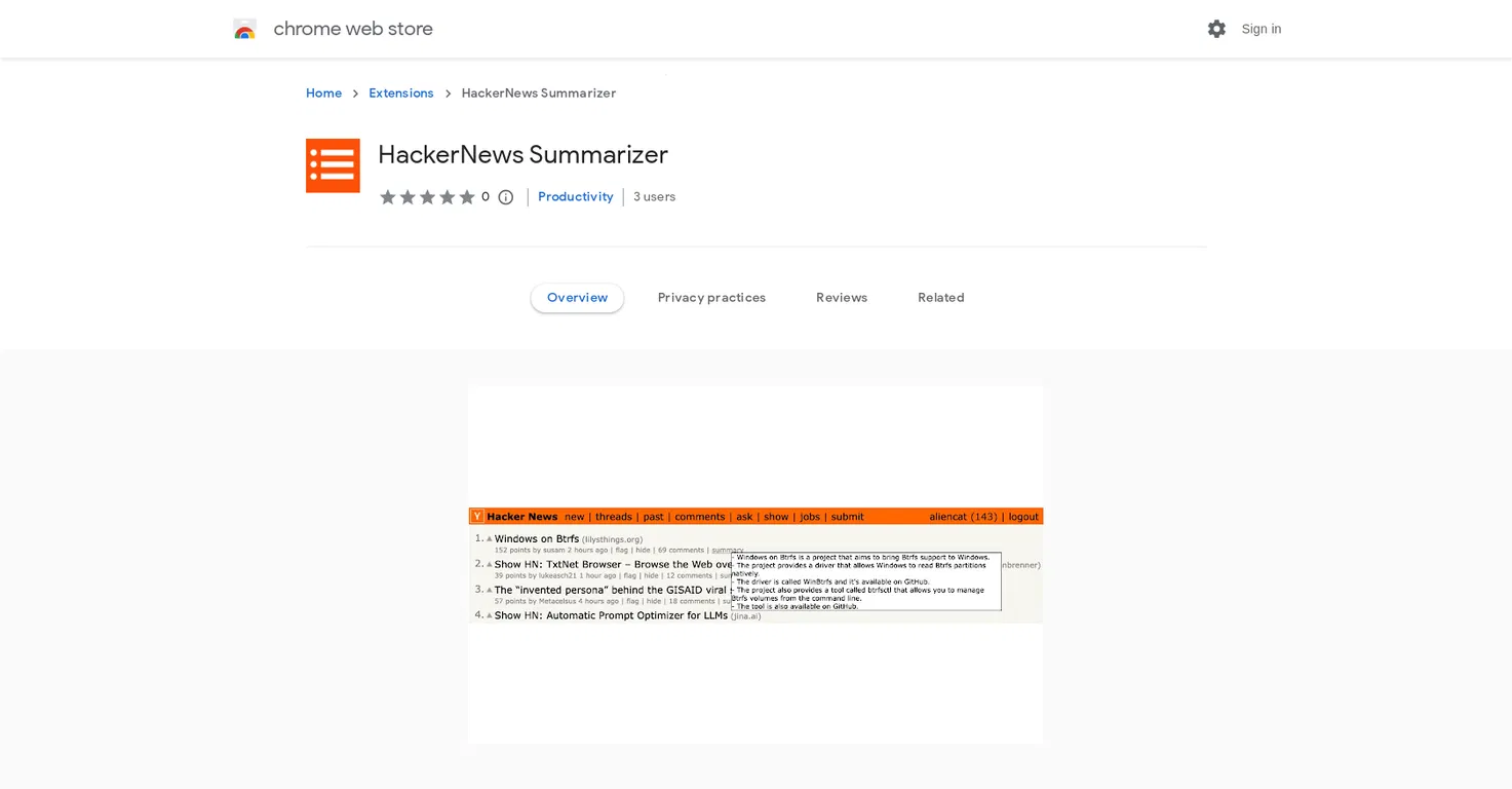 HackerNews Summarizer screenshot