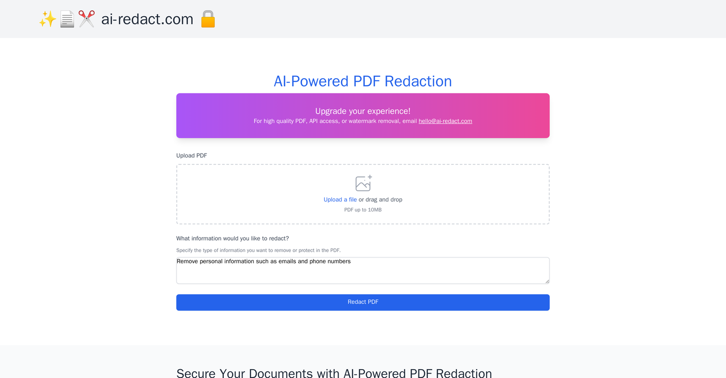 AI PDF Redaction Tool screenshot