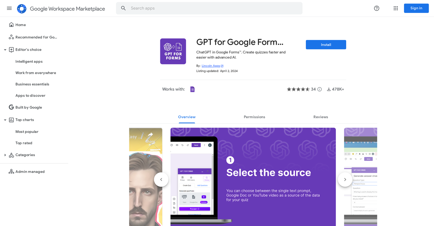 GPT for Google Forms screenshot