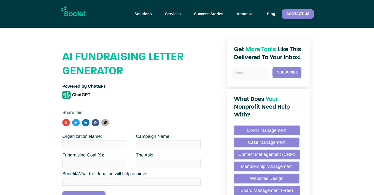 AI Fundraising Letter Generator screenshot