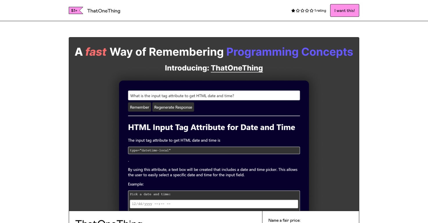 ThatOneThing screenshot