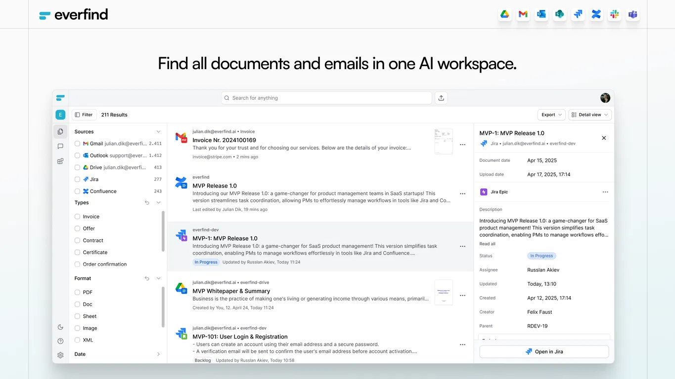 everfind | AI workspace screenshot