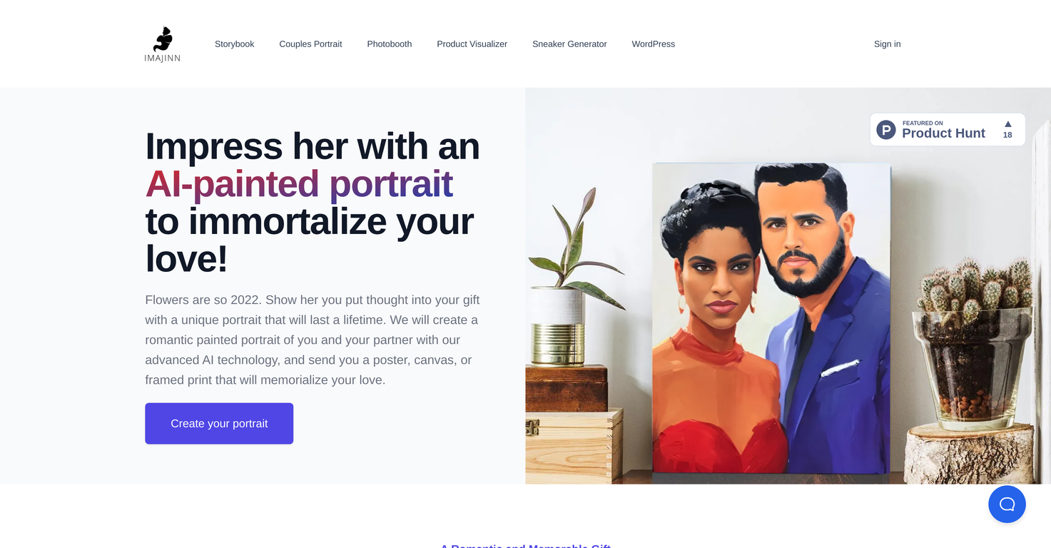 AI Couple Portrait Canvas by Imajinn AI screenshot