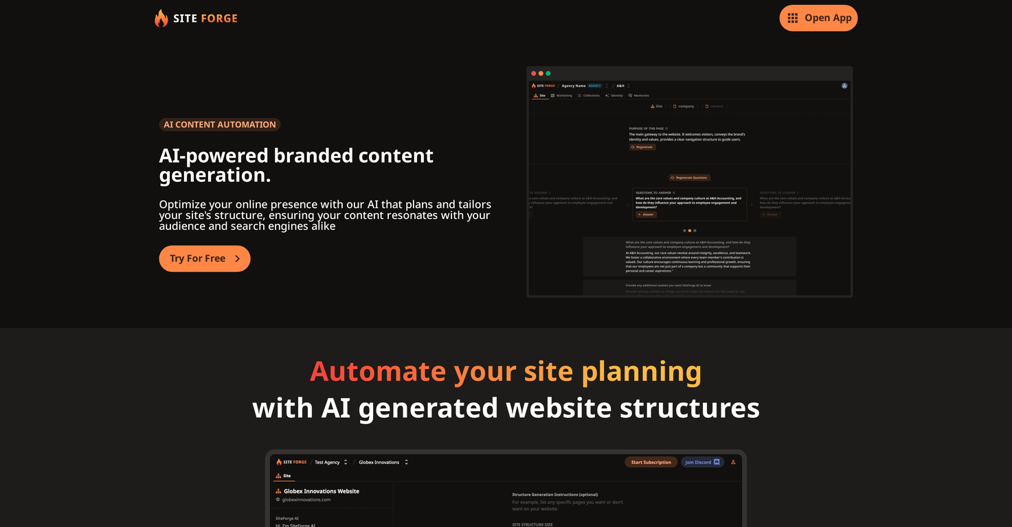SiteForge screenshot