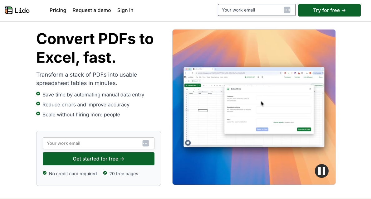 Lido Document Processing screenshot