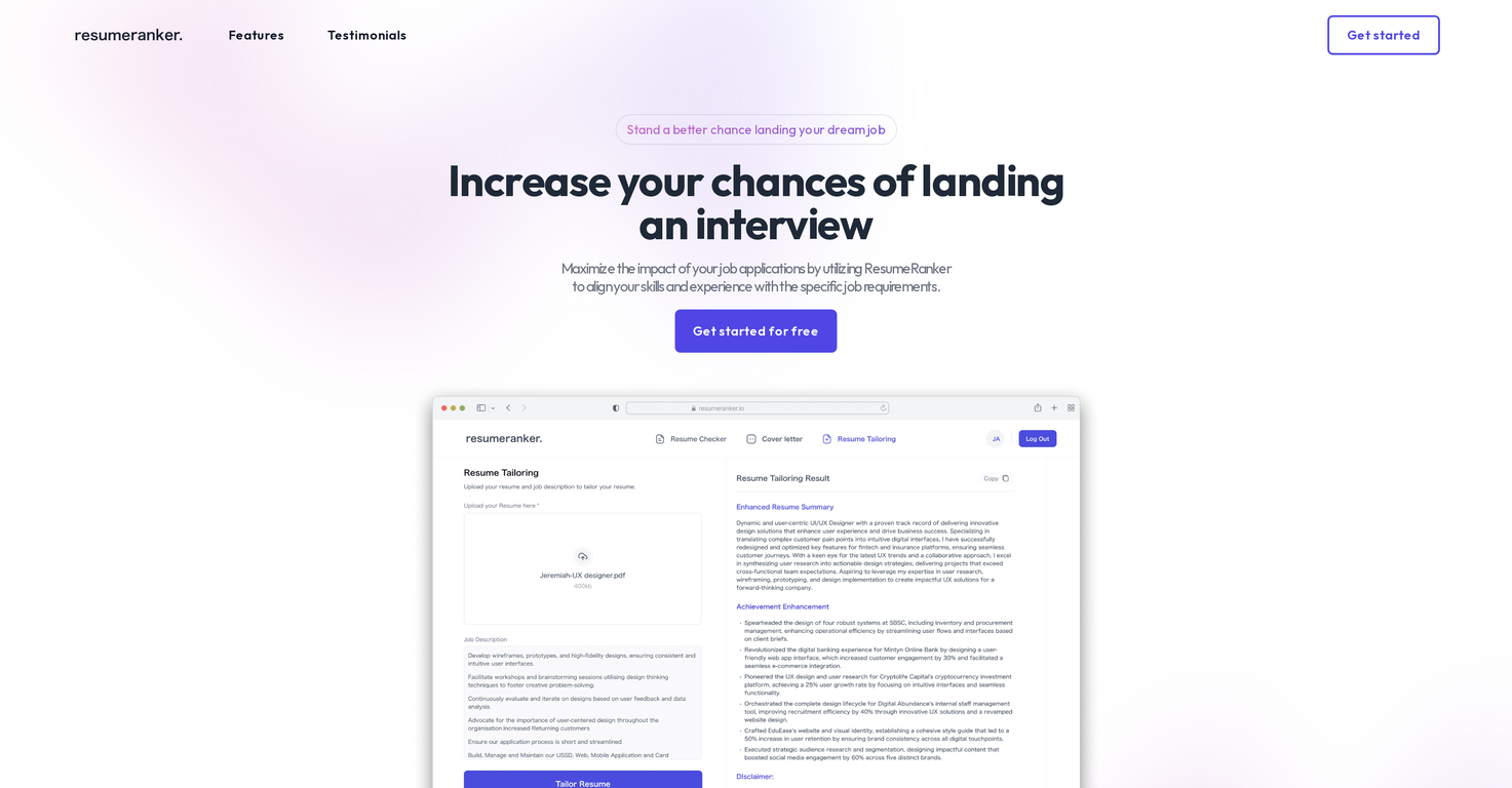 ResumeRanker screenshot