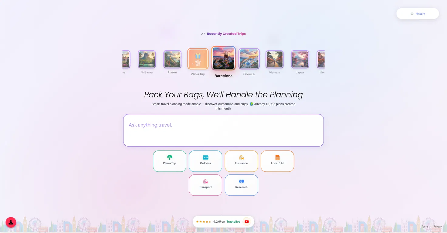 g8trip AI Travel Planner screenshot