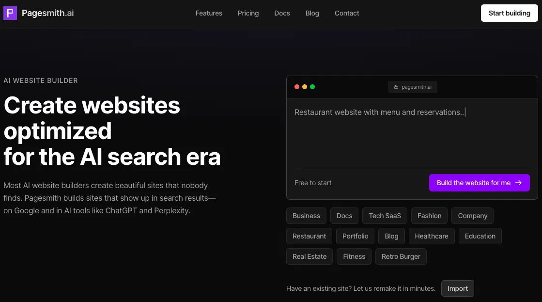 Pagesmith.ai screenshot
