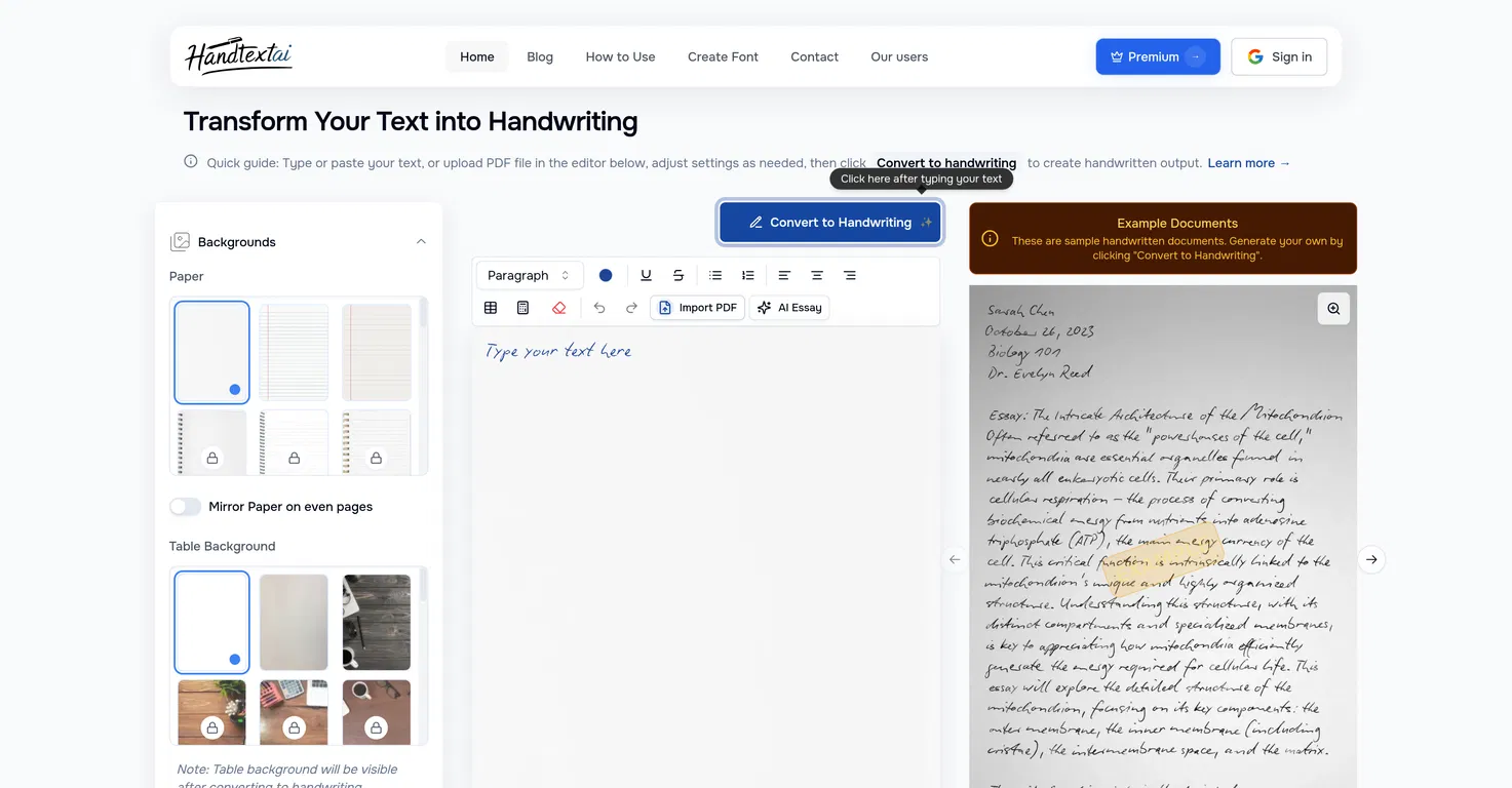 HandtextAI screenshot