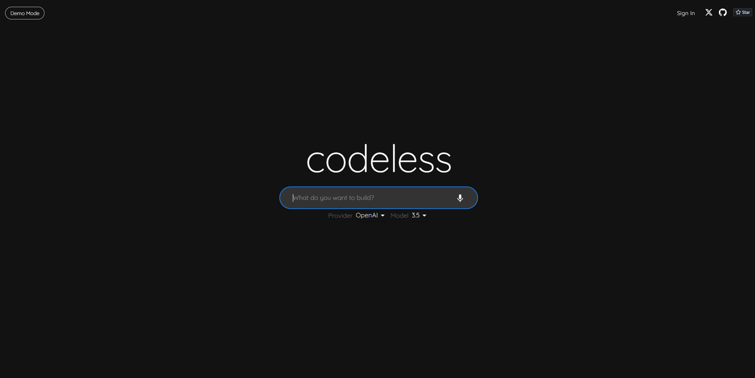 CodelessAI screenshot