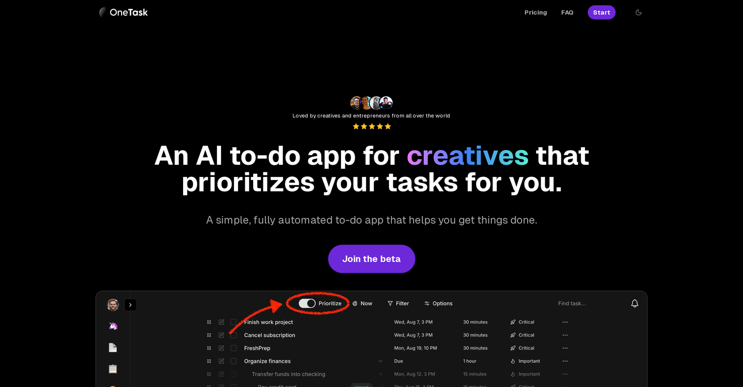 OneTask screenshot