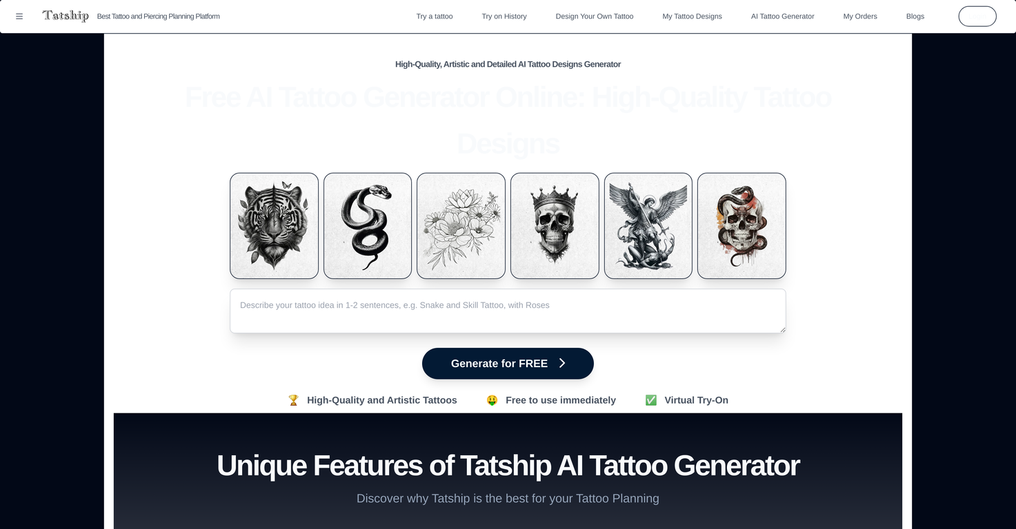 Tatship AI Tattoo Generator screenshot