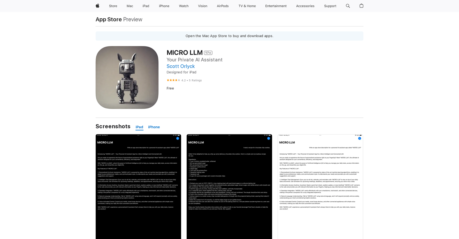 MICRO LLM screenshot