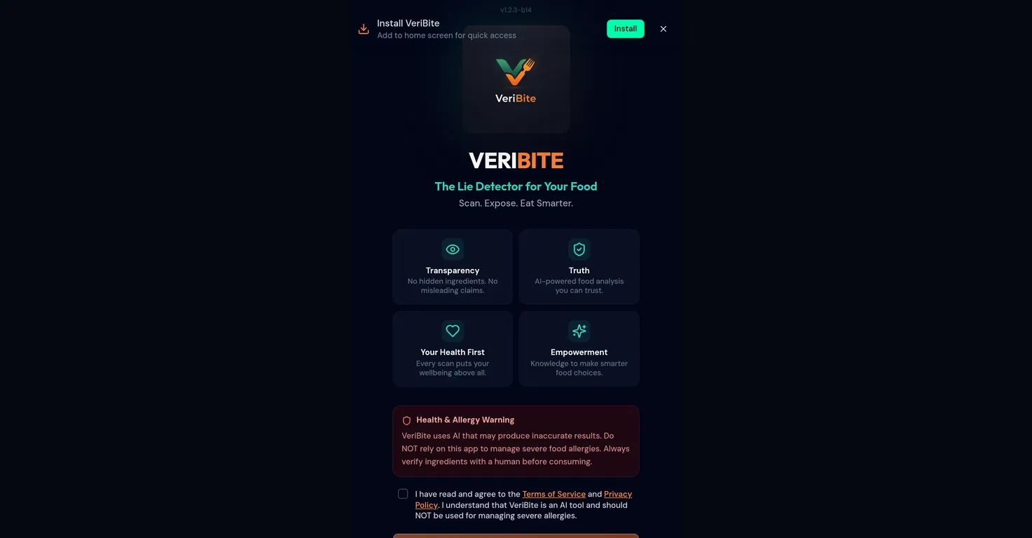 VeriBite screenshot
