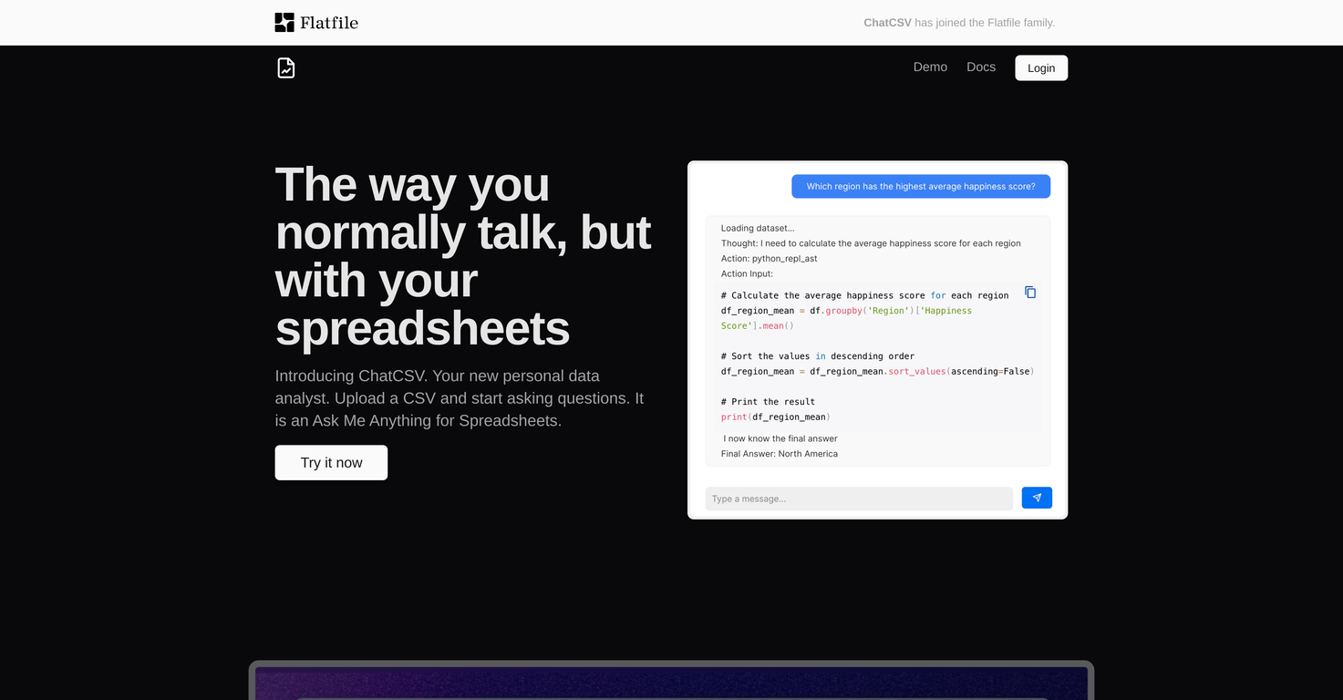 ChatCSV screenshot