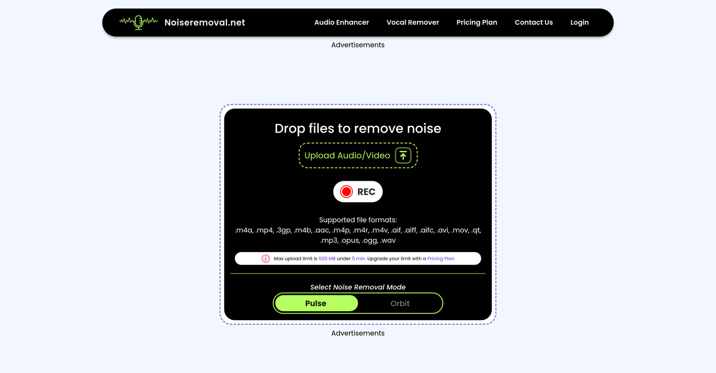 Noiseremoval.net screenshot