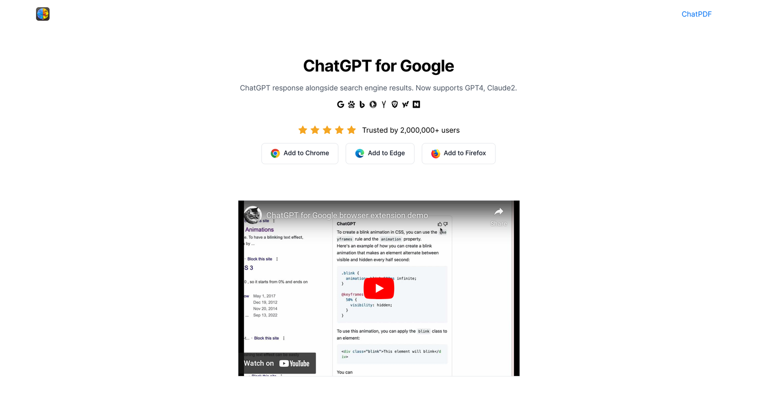 ChatGPT for Google screenshot