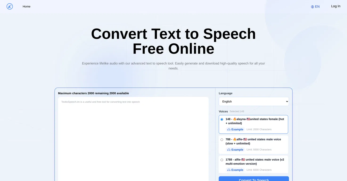 Text to Speech.im screenshot